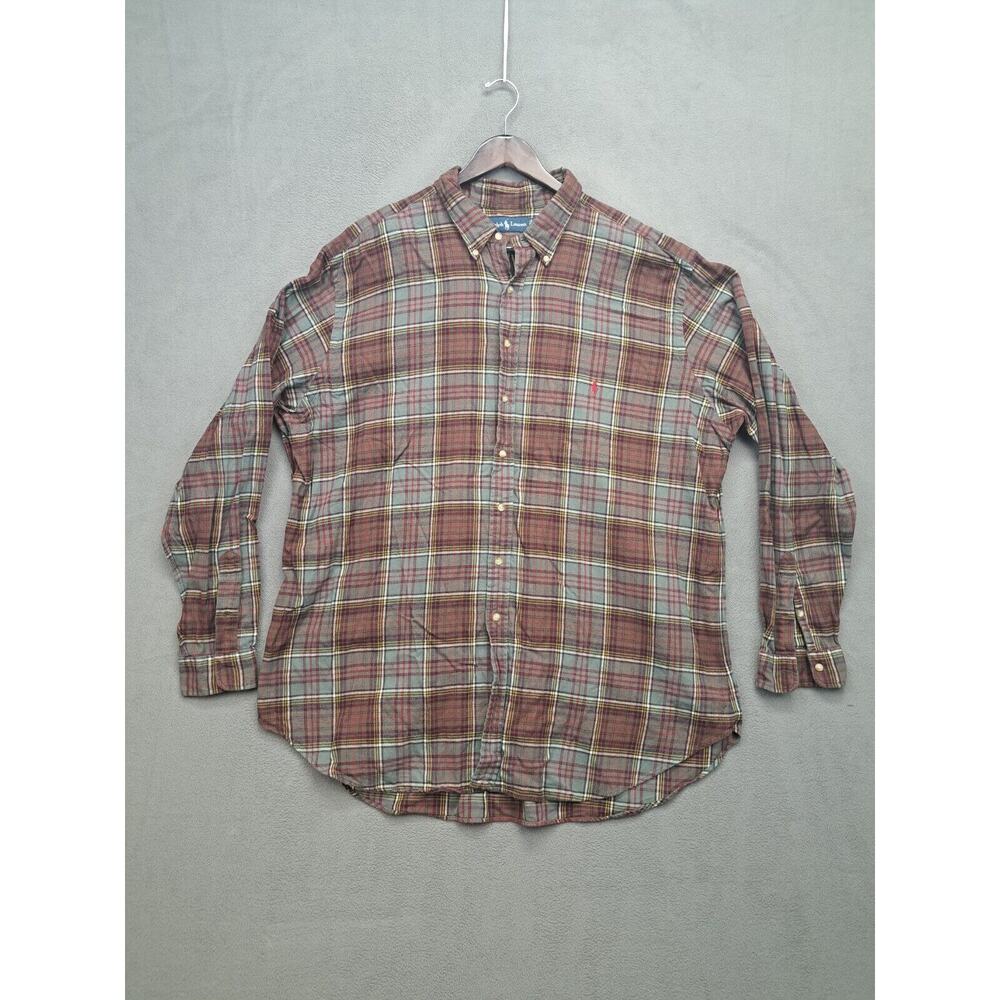 Polo Ralph Lauren Men's 3XLT Multicolor Red Gray Twill Long Sleeve Flannel Shirt